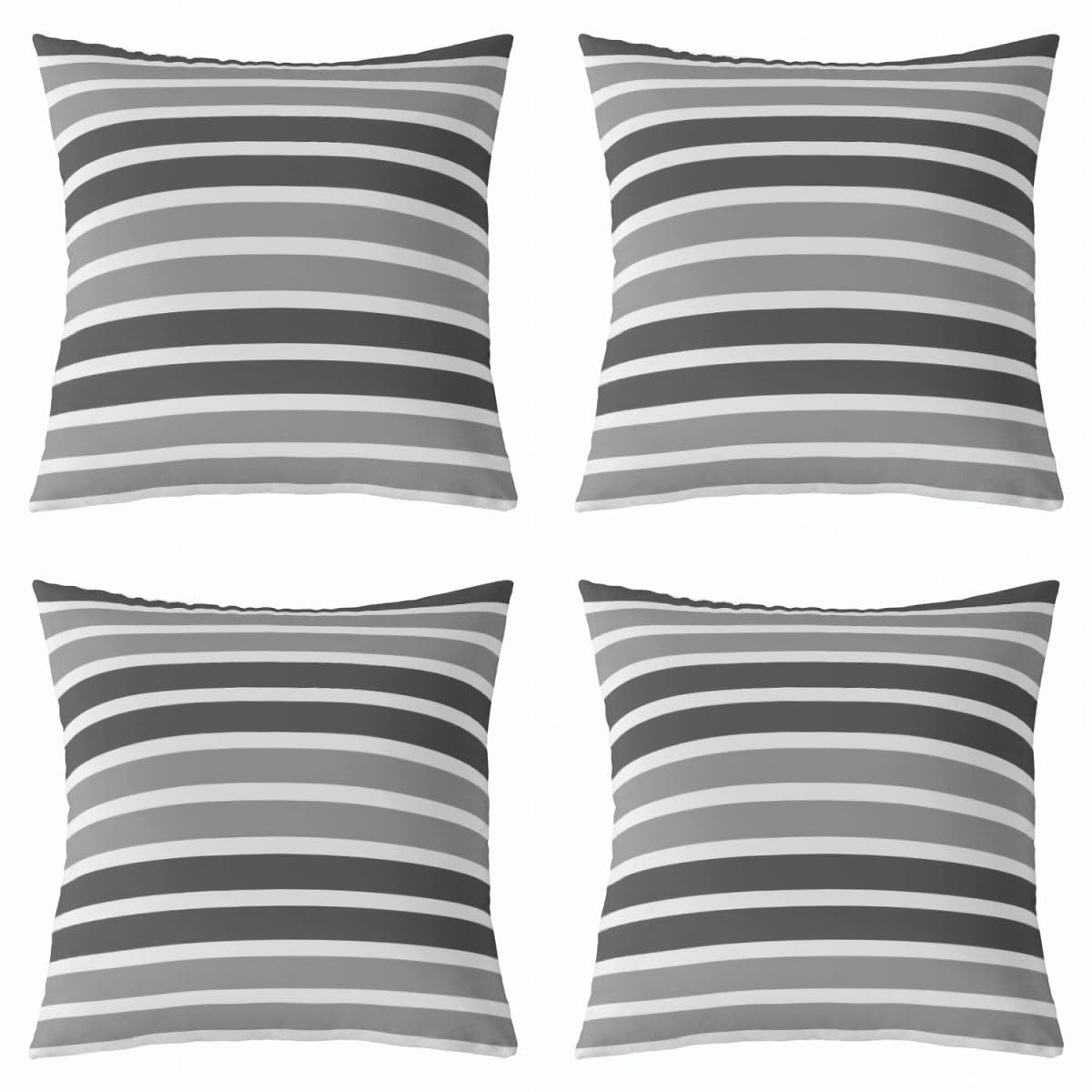 Homewish Set di 4 federe per cuscino a righe grigie, 50 x 50 cm