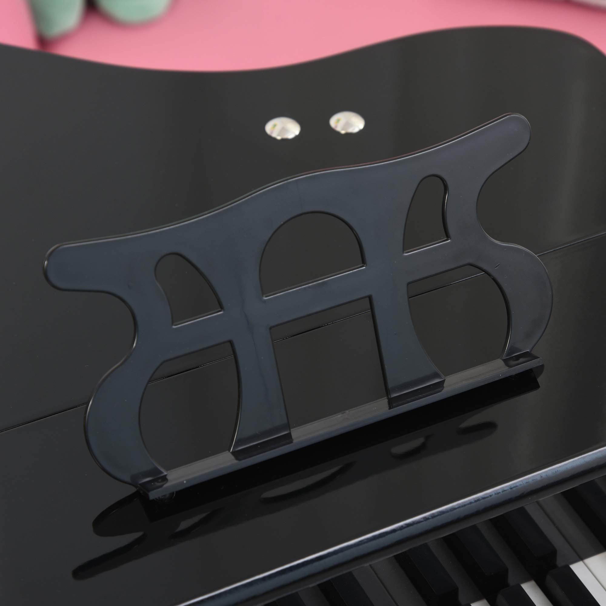 HOMCOM Piano de Cola Infantil de Madera con 30 Teclas Taburete y Atril de Partituras Piano para Niños Instrumento Musical Didáctico 52x50x49 cm Negro