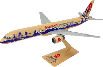 America West Teamwork 757-200 1200 Scale - Plastic Snap-Fit Model Airplane - Collectible Replica of American West Airlines Aircraft Part - #ABO-75720H-505