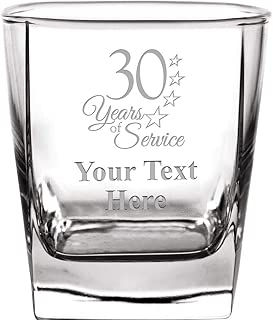 Personalized Drinking Glasses, 10.5 oz Custom Engraved 30 Years of Service Whiskey Glass Gift, Etched Whiskey Glasses With Customized Text Prime - coolthings.us