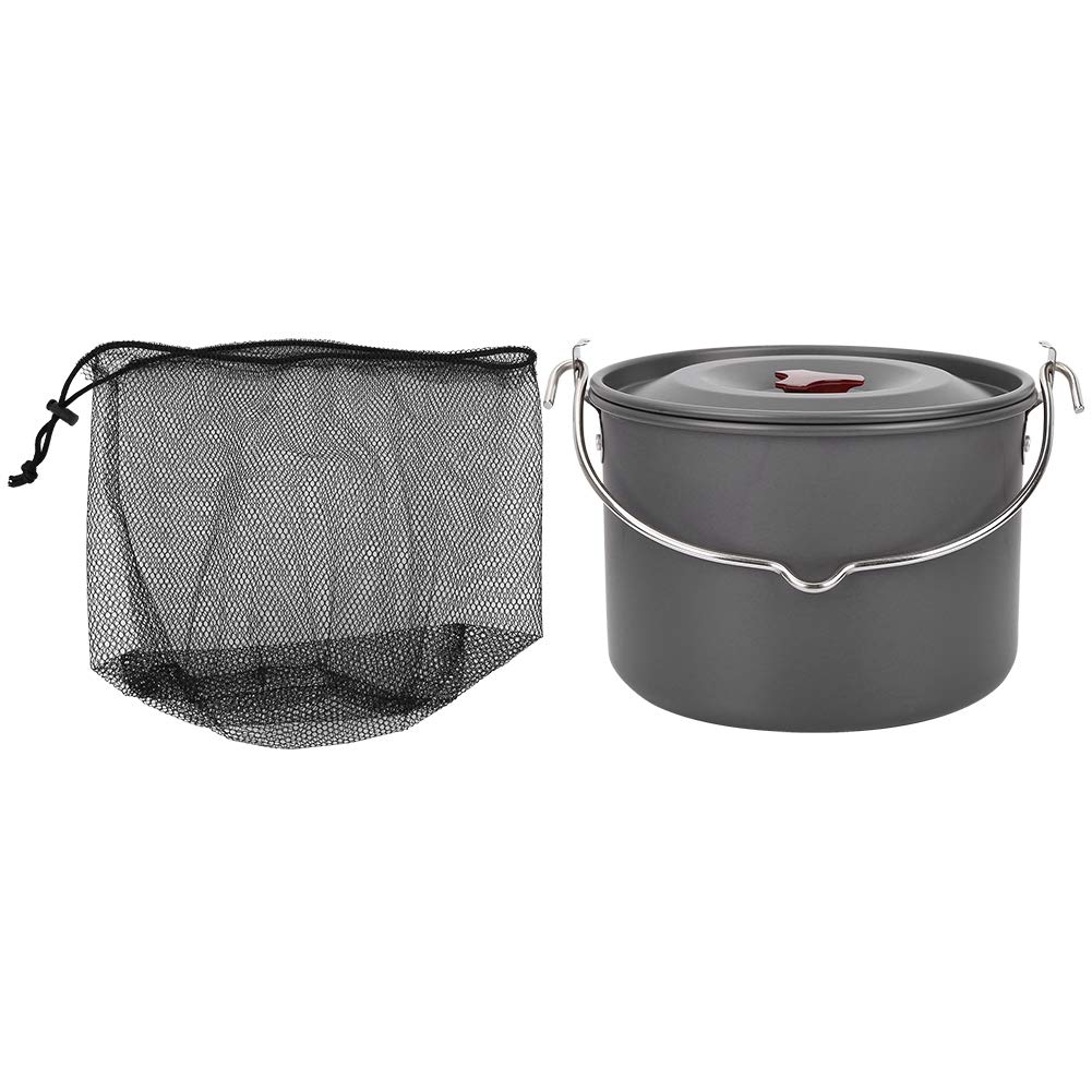 Hanging Pot Camping Pot Single Pot Antioxidant Materials Curved Handles Slot Design Rivets Fixed for Outdoor Camping Hiking Cooking