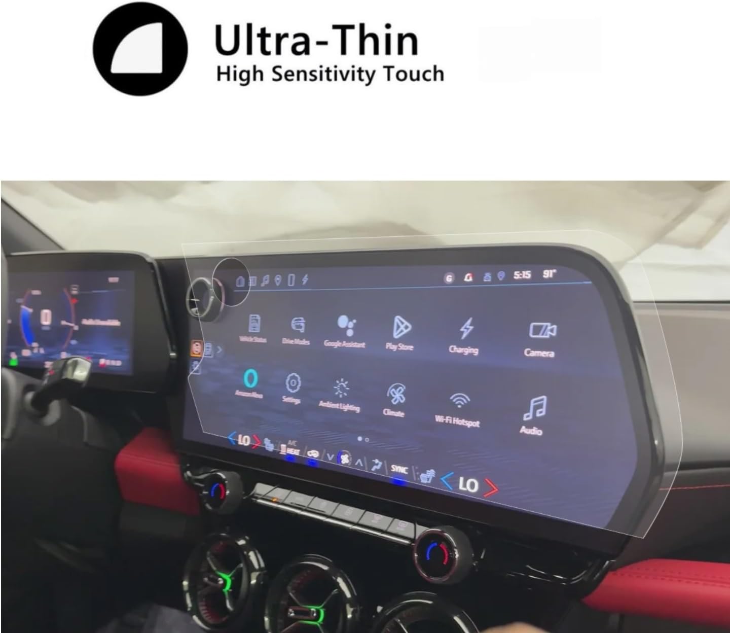 Tempered Glass Screen Protector for 2025 Chevrolet Traverse 17.7" Touchscreen - 9H Hardness, HD Clear, Anti-Scratch, Touch-Sensitive