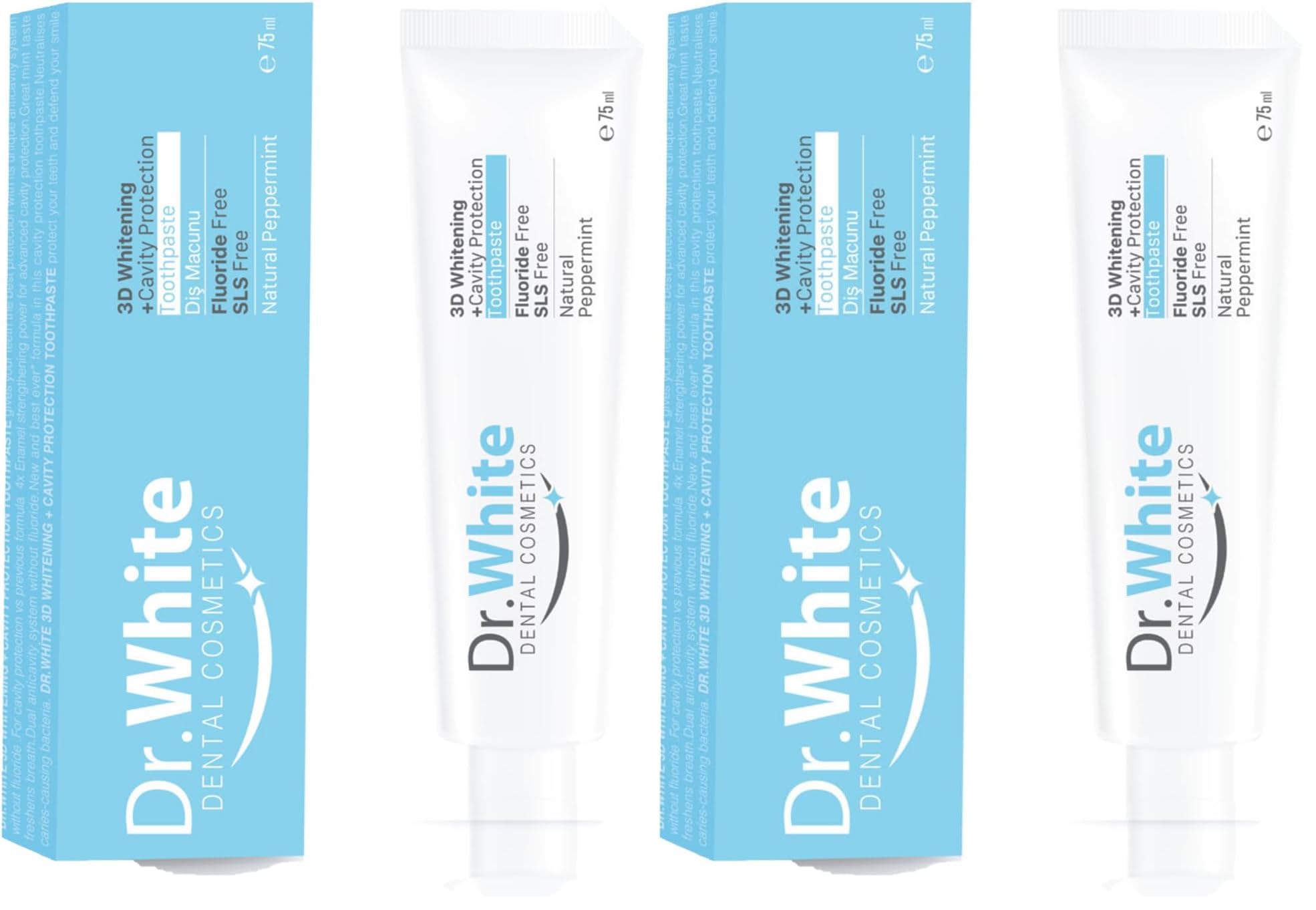 Dr.White 3D Whitening +Cavity Protection Diş Macunu 75ml 2li paket