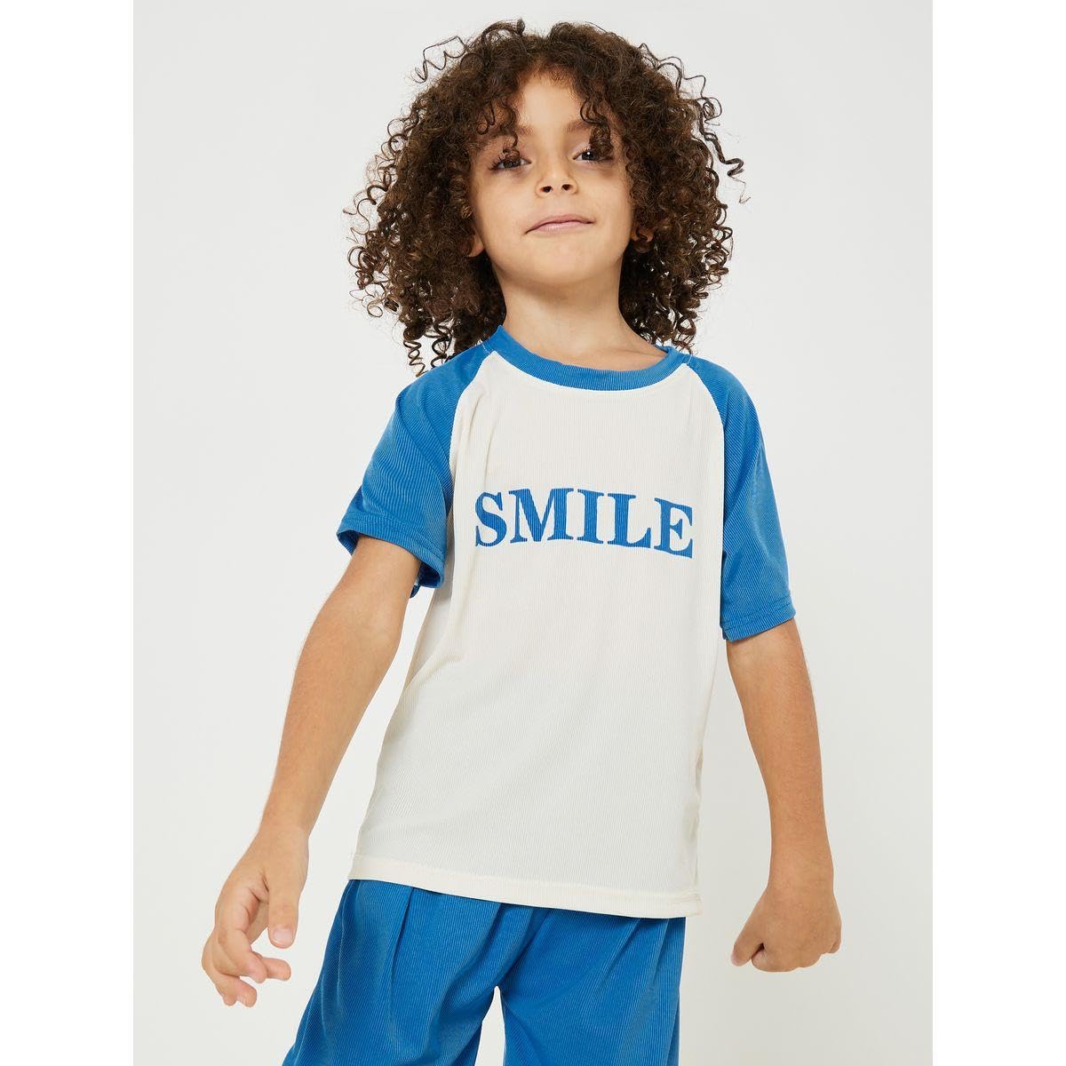 Bold N Elegant Kids Colorblock Half Sleeve Polyester T-shirt Shorts Summer Clothing Set for Infant Toddler Baby Boy Girl (White - Blue, 18-24 M) 2