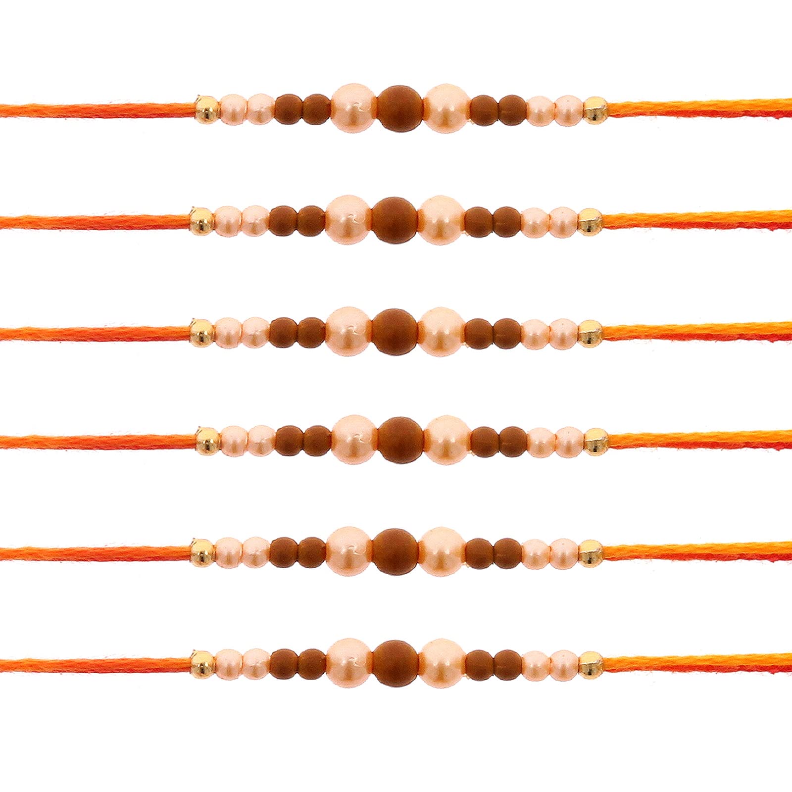 Rakhi Thread for Brother Set of 6 Raksha Bandhan Handmade Simple Beaded Rakhi Rakshabandhan Rakhadi Wrist Band Threads for Bhaiya Hindu Indian Festival Gift