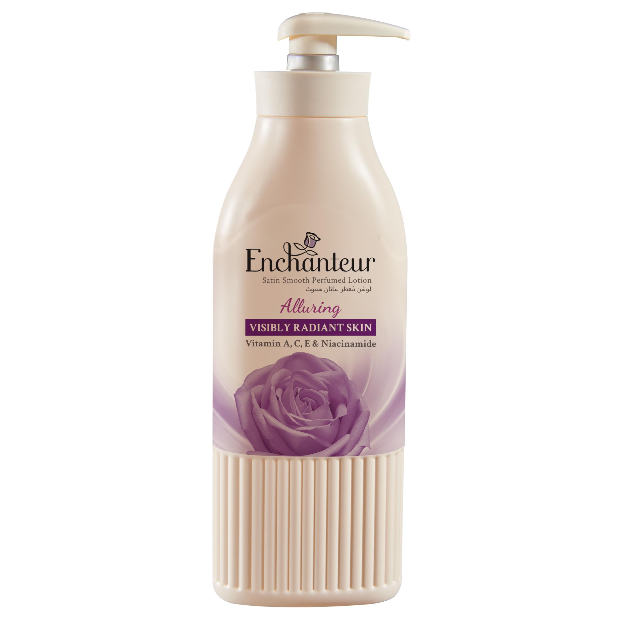 Enchanteur Satin Smooth Perfumed Lotion - Alluring, New Look & Improved Formula, Enriched with Vitamin A, C, E, Niacinamide, Aloe Vera & Olive Butter, For Smooth & Radiant Skin, All Skin Types, 500ml