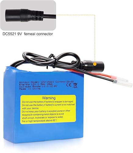 Miniatura 5 de Batería recargable de iones de litio de 12 V 1500 mAh, paquete de baterías de repuesto de cable de cables desnudos con cargador de 12 V para