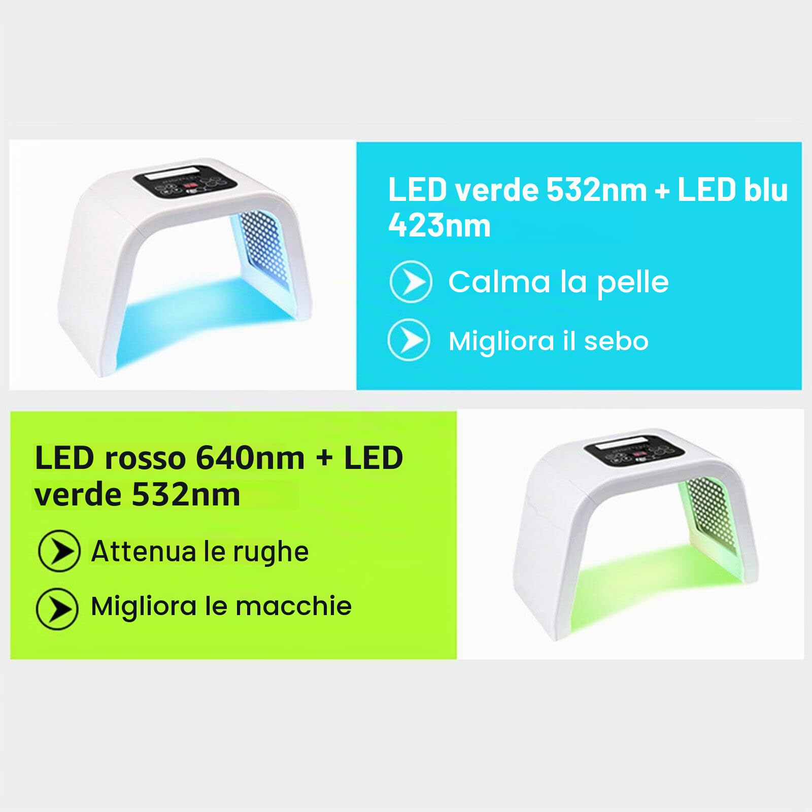 7 colori LED bellezza lampada terapia della luce viso maschera per la cura della pelle, migliorare le rughe, tonificare la pelle fotone strumenti di terapia