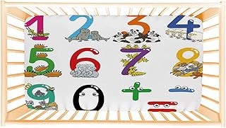 ANGELJUAN Fitted Crib Sheet, Mathematics Classroom Decor,Numbers from, Mattress Sheet for Standard Crib Size, Microfiber Silky Soft Toddler Mattress Sheet, 28