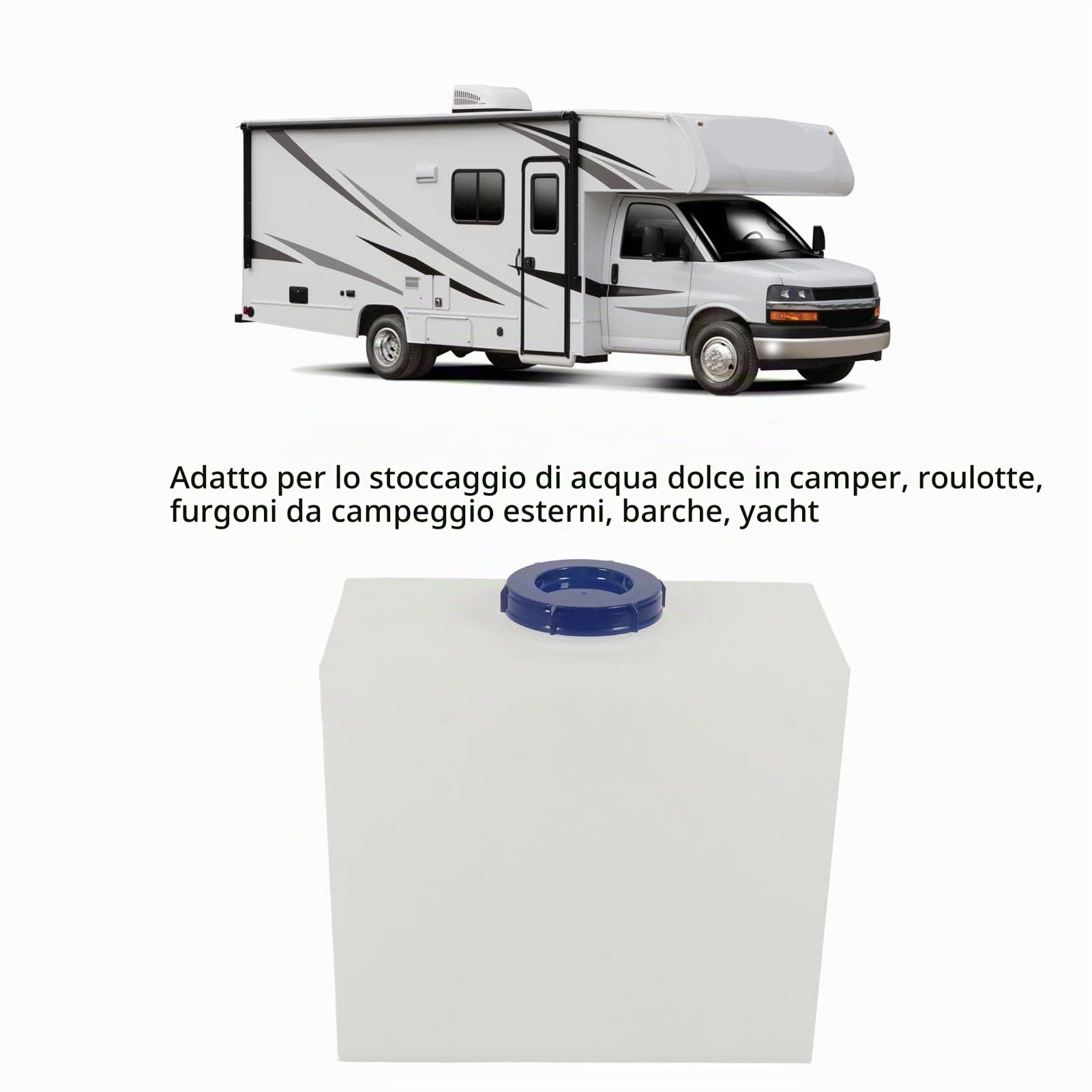 Serbatoio dell'acqua per camper da 7 galloni a prova di perdite LLDPE per uso alimentare 15,75x 14,17x 7,87 pollici Contenitore per acqua dolce per rimorchi Camper Barche