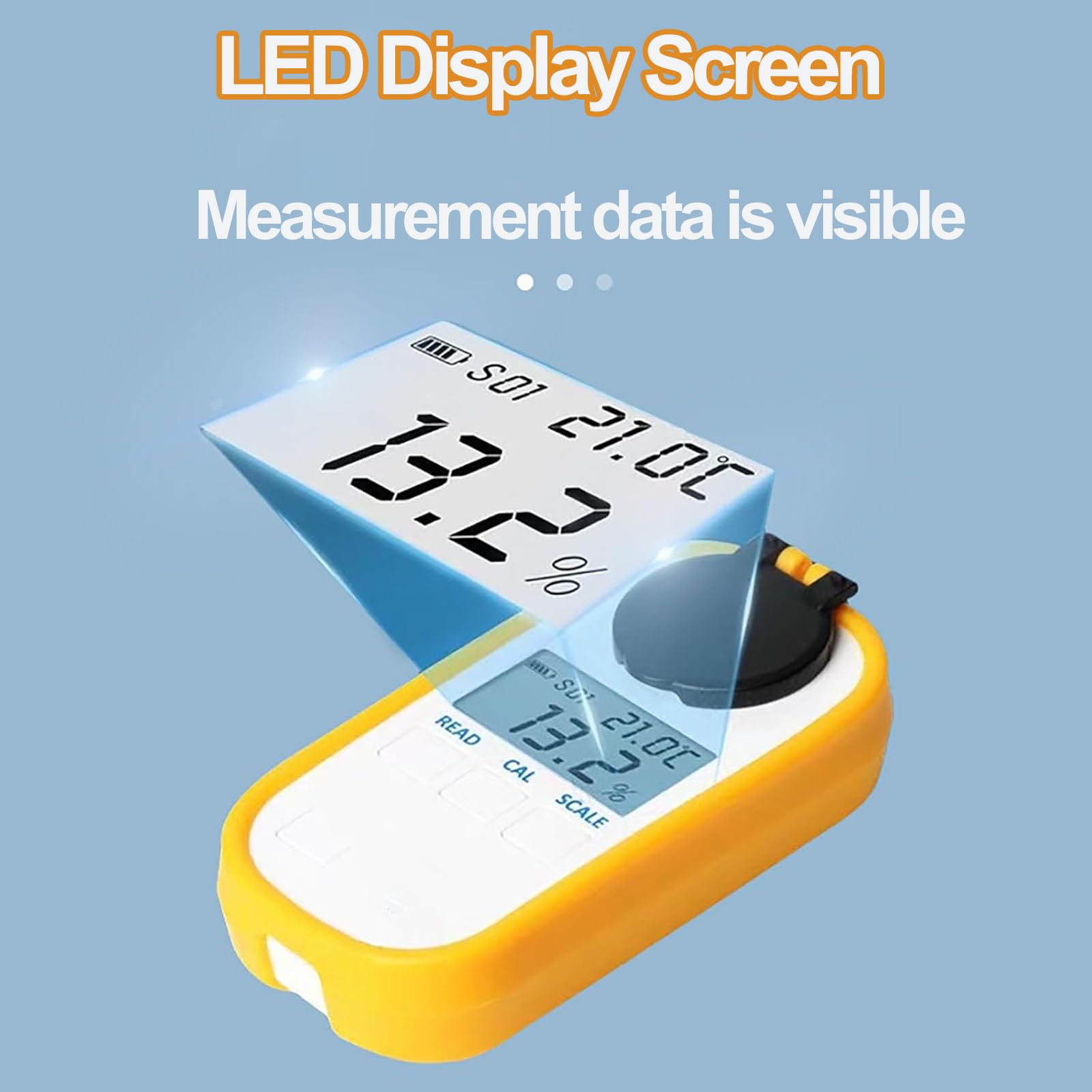 Medidor digital de calostro, refractómetro de mano de rango 0-50% con pantalla LED, detección rápida, ATC 10-30 ℃, probador de alta precisión para suero de ternera
