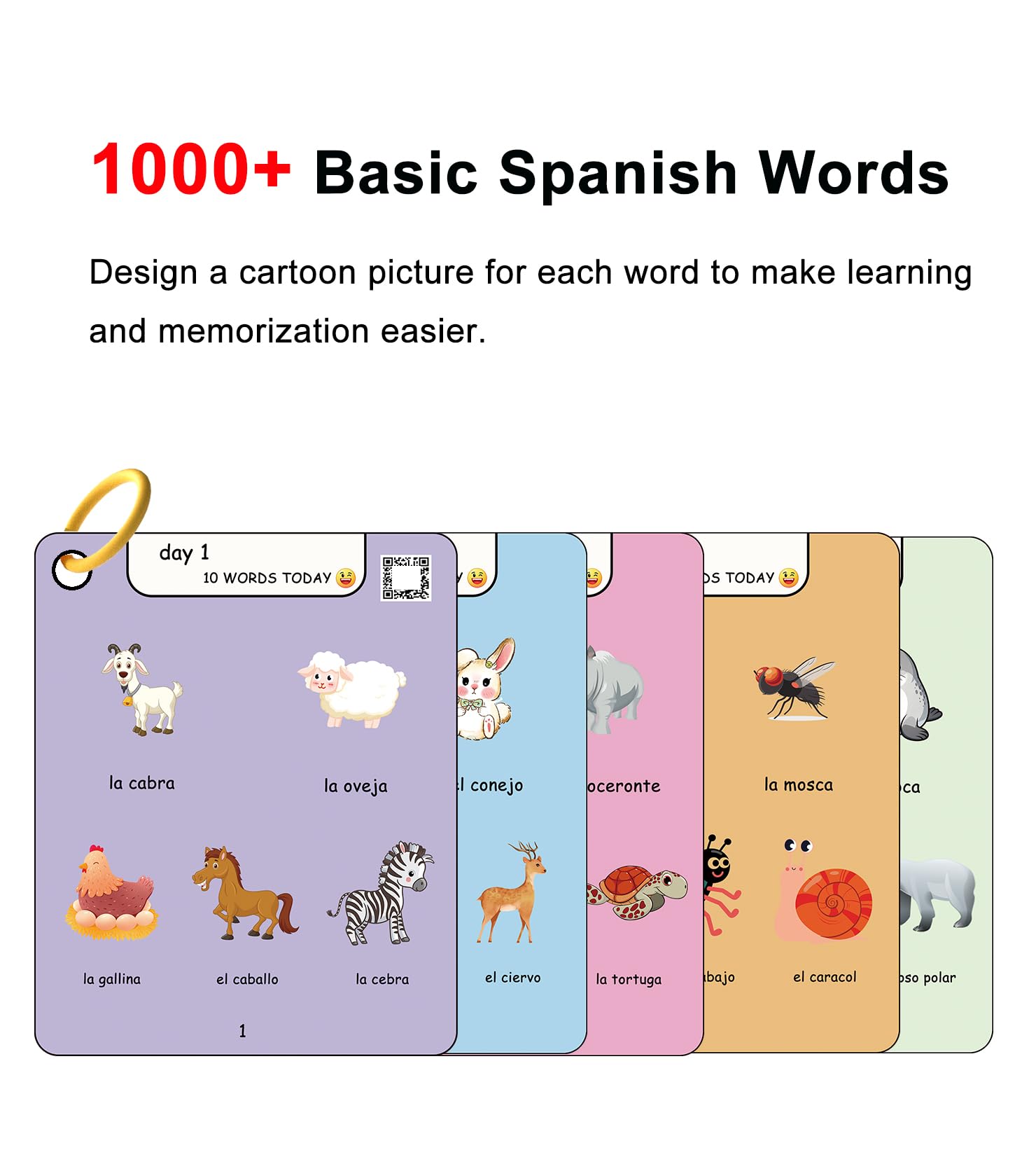 1000 schede flash con parole spagnole comuni per principianti