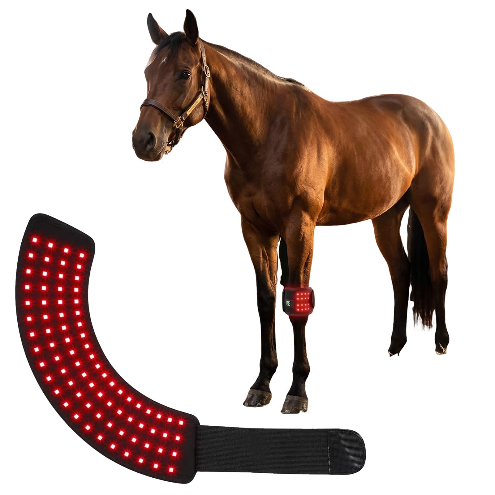 Envoltura Portátil De Terapia De Luz Roja para Caballos: Alivio Eficaz del Dolor En Cascos Y Corvejones para Mascotas, Fototerapia Portátil para La Salud Y Recuperación Equina.
