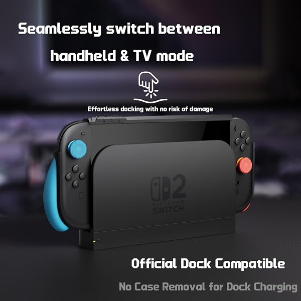 playvital Coque pour Switch 2 avec 4 Grip pour Joycon & 2 Capuchon Joystick,Dockable Housse Protection pour Nintendo Switch 2 Accessoires Case,Beyond-Grip Étuis Antichoc/Anti-Rayures-Bleu & Orange - 3