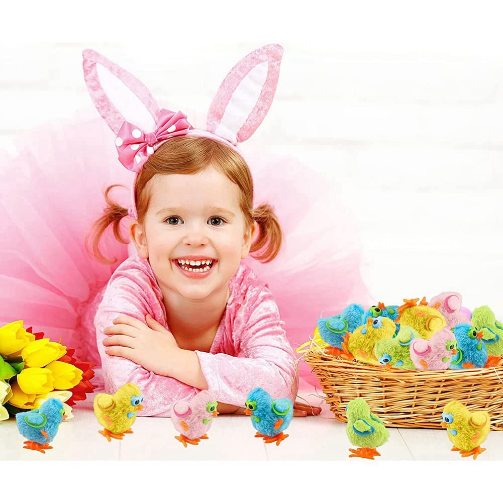 Lbvzxkad Lot de 20 de Poussin de Pâques à Remonter Coloré Sautant Mignon Poulet en Peluche pour Les Cadeaux de Pâques