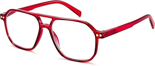 FEISEDY Retro Aviador Lectura Gafas Cuadradas Lectores con Bisagra de resorte Luz Azul Vidrio de Lectura para Mujeres Hombres B0068