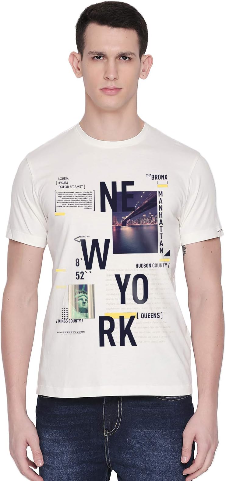 THREADCURRYNew York | Cityscape Urban Travel USA New York NYC Creative Cotton Graphic Printed Tshirt for Men