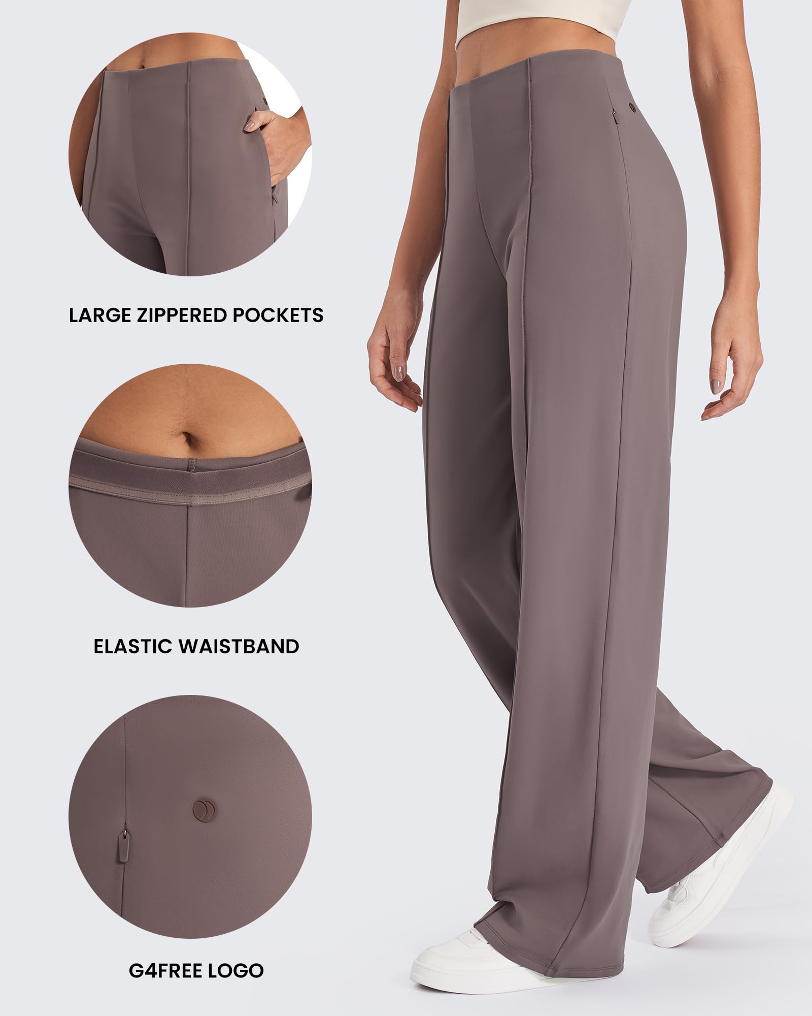 G4Free EverGoing, pantaloni da yoga a vita alta da donna, a gamba larga, con tasche, elasticizzati, stile casual