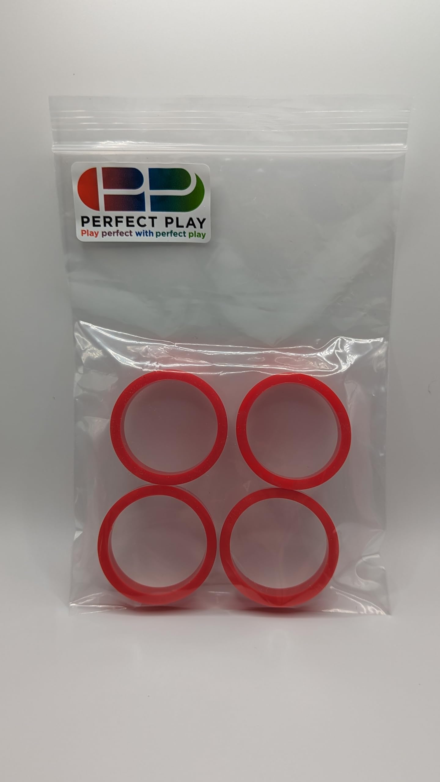 PerfectPlay 1 1/2 inch Standard Size Silicone Pinball Flipper Rubber, Set of 4 (RED)