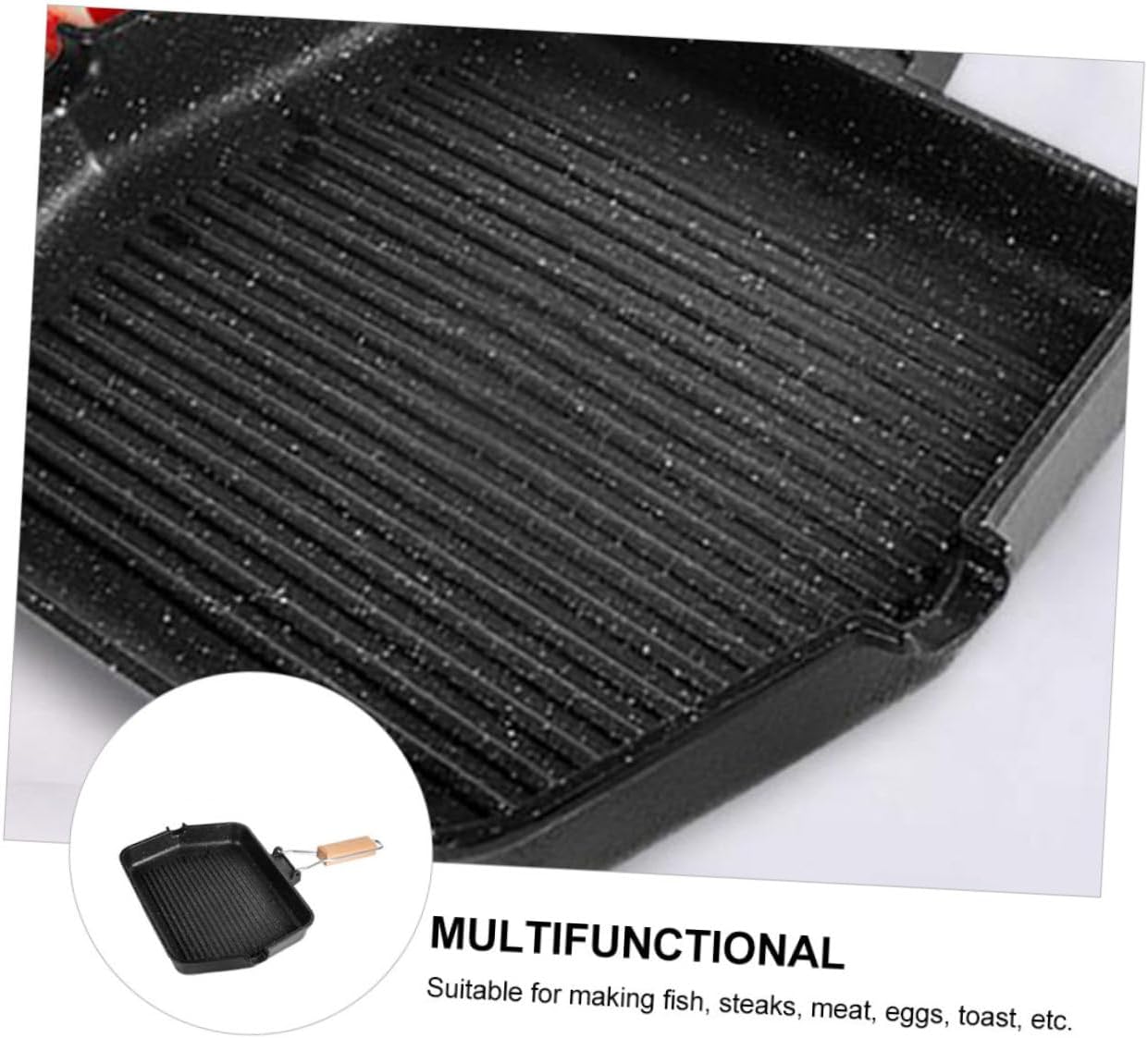 VICASKY Non-stick Barbecue Plate Square Grill Pan Smokeless Steak Frying Maker Household Fish Grilling Pan for Induction Cookers and Stovetop Cooking