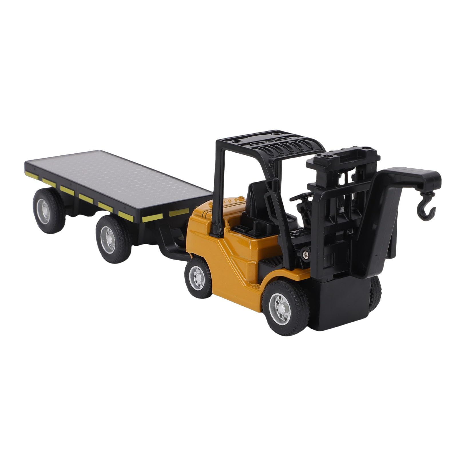 Mini RC Forklift, 1/64 RC Car Toy, Bluetooth App and Remote Control Forklift with Trailer, Fork and Transformable Lifting Hook (Yellow)
