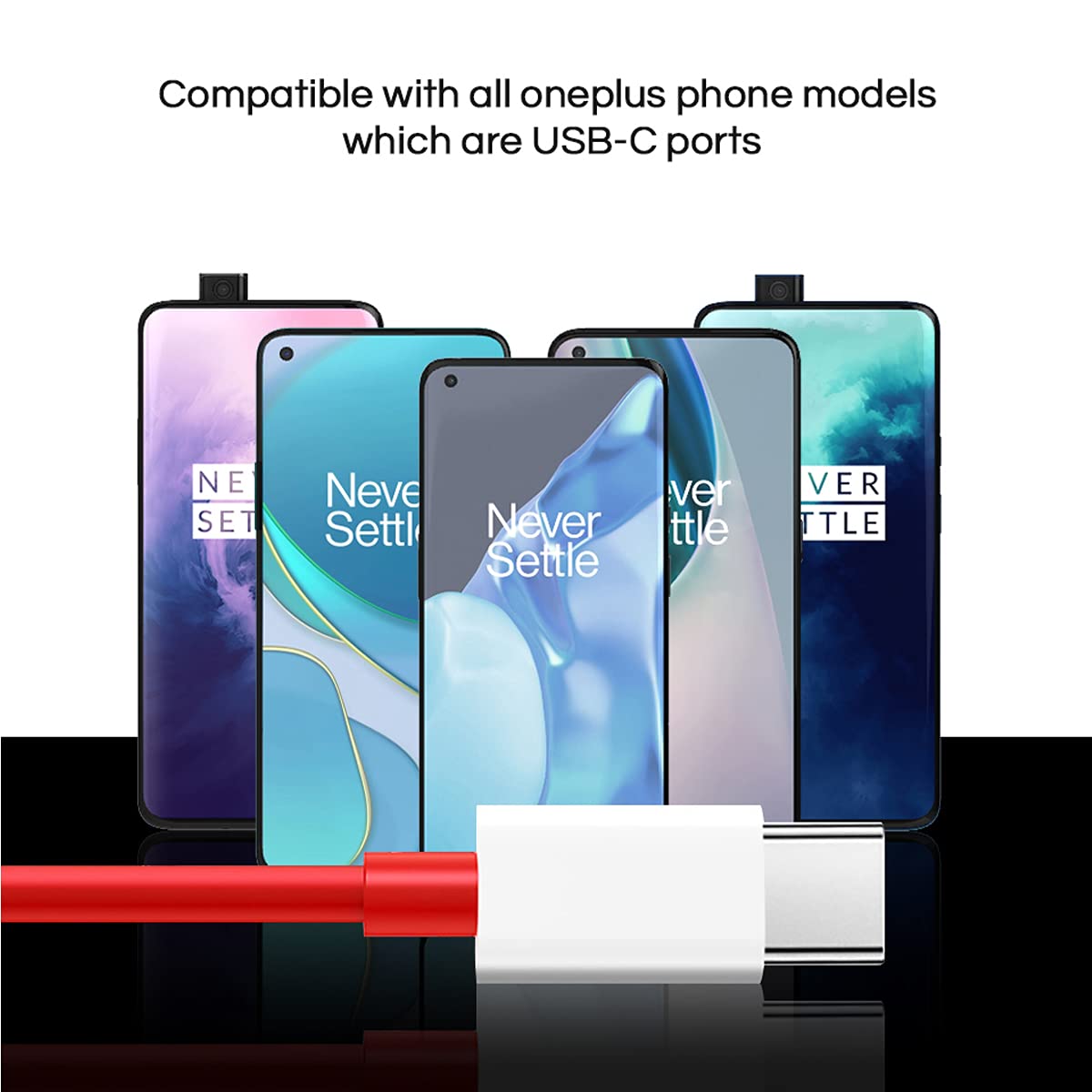 2 Cavi Di Ricarica Rapida USB-C – 2 Metri – 80W/65W Per OnePlus (12, 11, 10, 8, Open, 7T Pro, 6T, 5T) – Supporto Warp E SuperVOOC