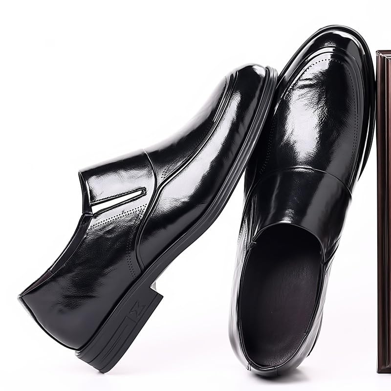Men Italian Leather Oxford Loafers Business Casual Formal Wedding Dress Shoes Fashion Luxury Comfortable(Black,8.5)3