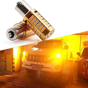 YM E-Bright 2200Lumen 1156 Led Bulb, No Hyper Flash BA15S P21W 1141 7506 Front Rear Turn Signal Bulb, Canbus Error Free Led Turn Signal Lights Amber Yellow 3030 Chipset 78SMD Pack of 2