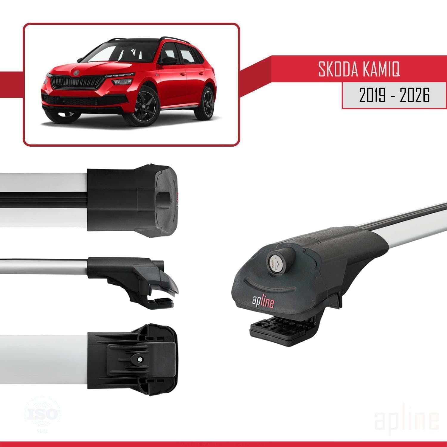 Compatibile con Skoda Kamiq (NW4) 2019-2026 Modello ACE-1 Barre Tetto Portapacchi Auto Barre Portatutto Grigio Alluminio 2 Barre