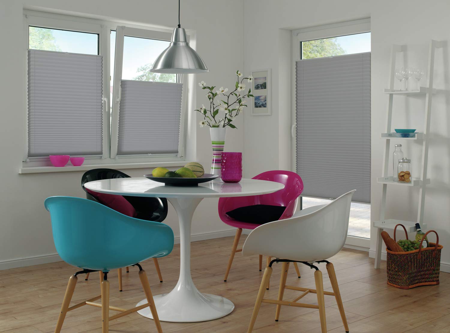 Deco Company Pleated Blind, Polyester Grey, 60 x 130 cm