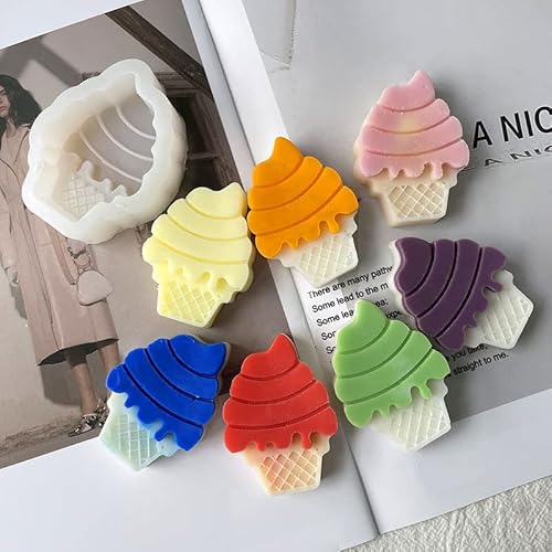 Duawenki Sweet Cone/Ice Cream Shape Car Freshie Silicone Mold For Making Soap Aroma Beads Car Freshie, Pendant, Candle, Resin #TOP3
