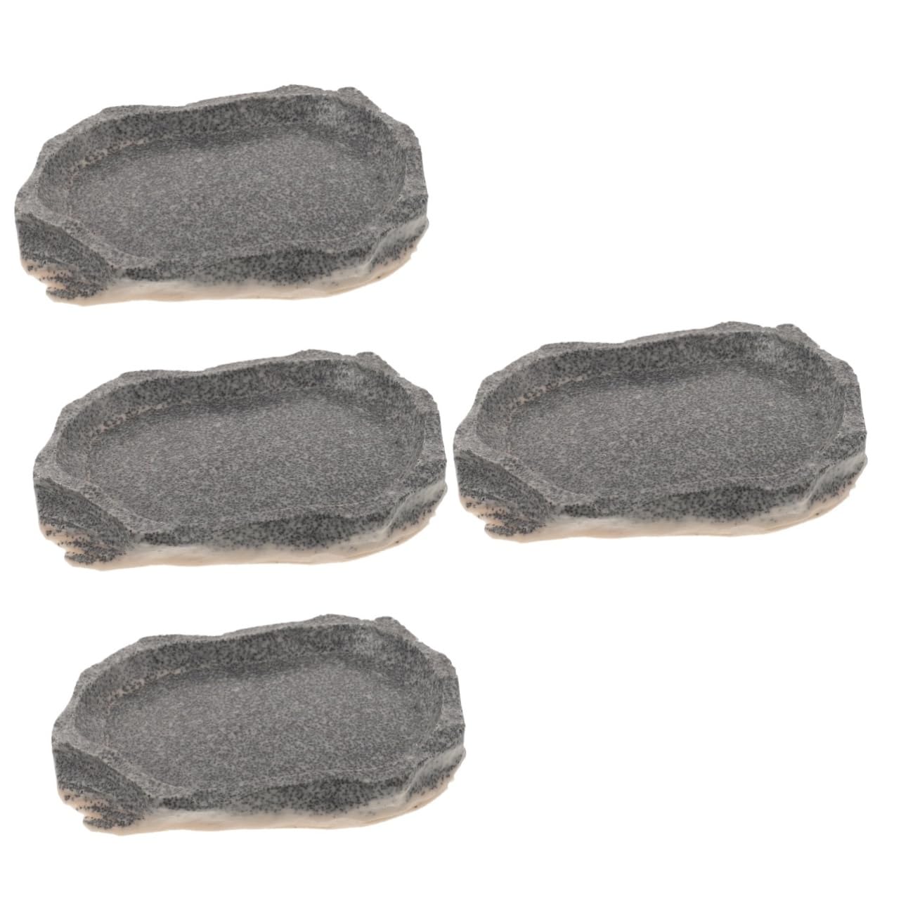 Milisten 4piezas Tazón De Resina para Alimentación De Reptiles Cuenco Simulación De Piedra para Comida y Agua De Mascotas como Lagartijas y Ranas