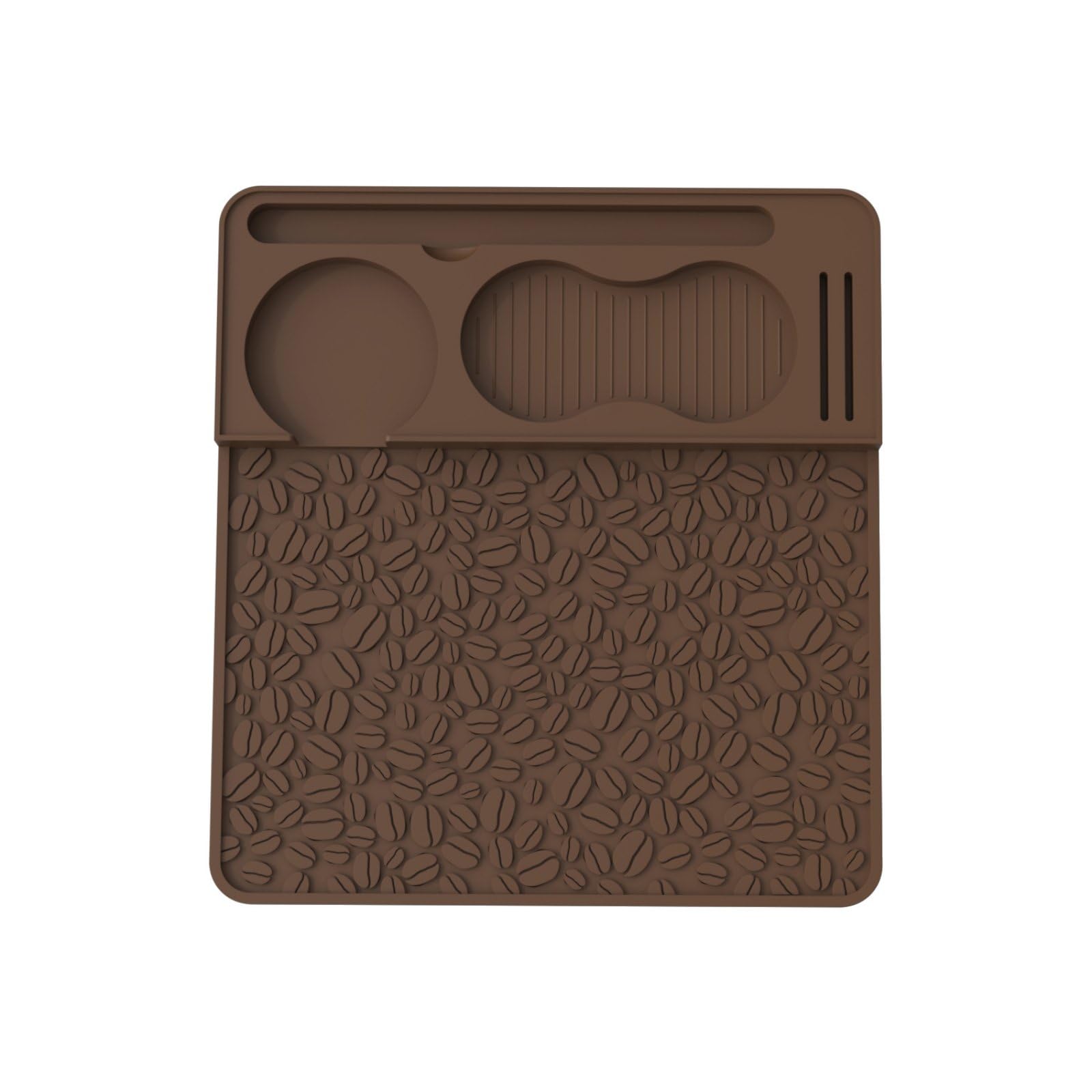 Tapis organisateur espresso en silicone marron pour un coin café élégant