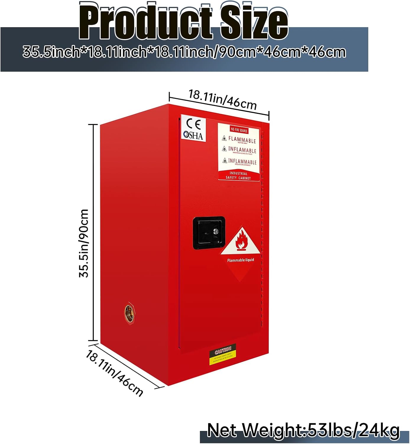 Flammable Storage Cabinet, 35.5”H x 18.11”D x 18.11‘’W Galvanized Steel Safety Cabinet, Adjustable Shelf Fireproof Cabinet, for Commercial Industrial and Home Use, Red: Industrial & Scientific Flammable Storage Cabinet, 35.5”H x 18.11”D x 18.11‘’W Galvanized Steel Safety Cabinet, Adjustable Shelf Fireproof Cabinet, for Commercial Industrial and Home Use, Red: Industrial & Scientific