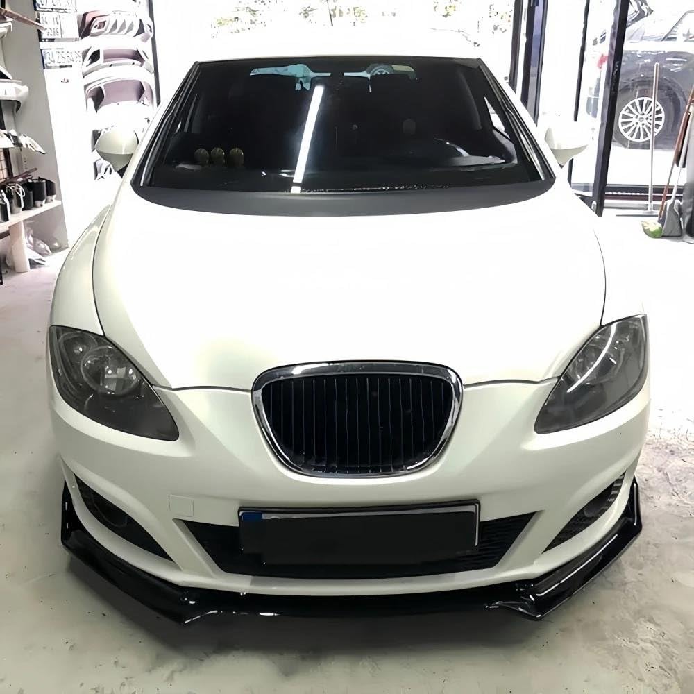 Coche Frontal Alerón Divisor Lip Para Seat Para Leon MK2 1P Para FR Para S/T Para TSI Facelift 2009-2012 Tuning 3 Piezas Parachoques Delantero Negro Brillante Alerón Faldón Lateral Parachoques Delante