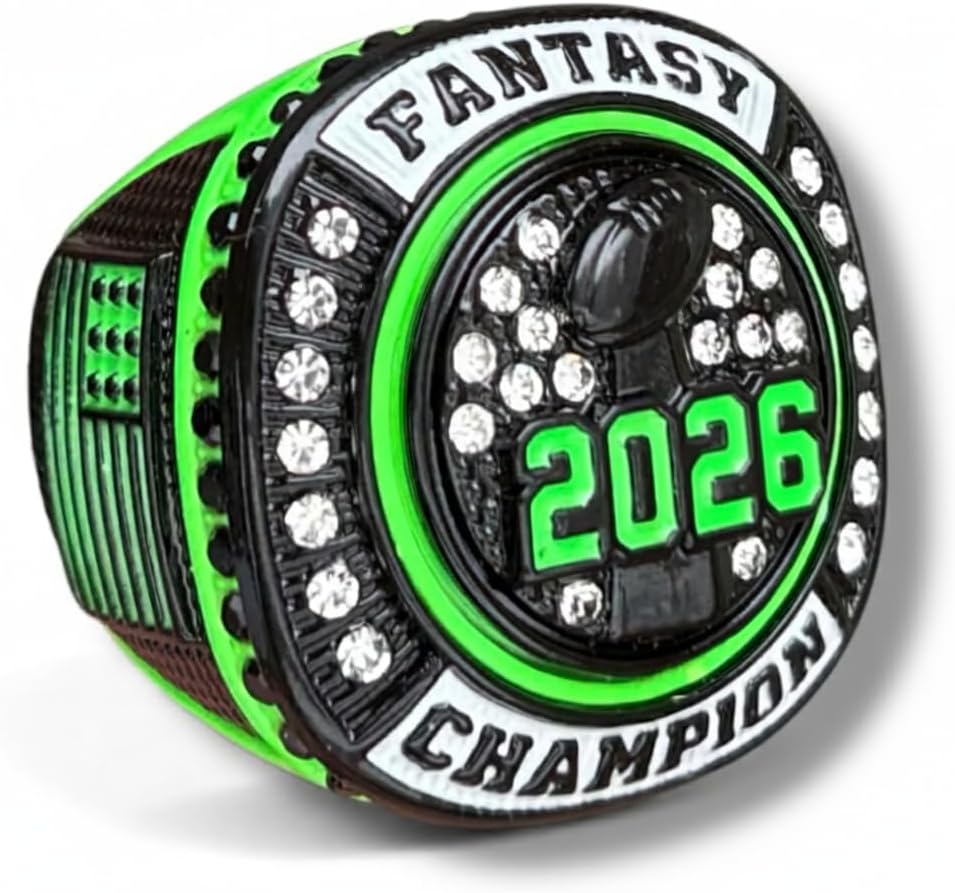 Legacy Rings 2026 Premium Neon Green and Black Tone Fantasy Football Championship Trophy Ring Award Medal for Fantasy Football League Champion