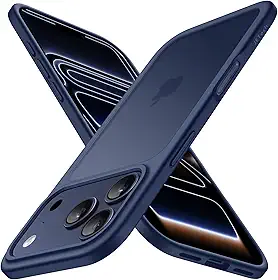 JETech Capa Fosca para iPhone 17 Pro 6,3 Polegadas, Proteção Contra Quedas de Nível Militar, Case Minimalista com Parte Traseira Translúcida Matte, Anti-Impressão Digital (Azul Escuro)