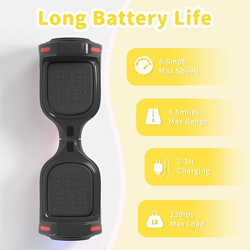 Miniatura 4 de SIMATE 6.5" Bluetooth Scooter, LED Lights & APP & Music Speaker, Long Battery Life, Gifts for Kids & Adults & Girls & Boys, for All Ages