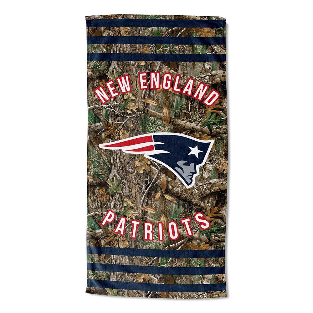 Northwest NFL New England Patriots Unisex-Adult Beach Towel, 30" x 60", Realtree Camo Stripes