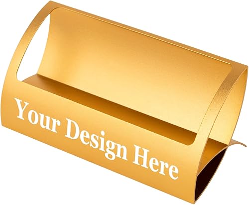 Muka Tarjetero de metal personalizado para escritorio, pantalla de tarjeta de visita grabada con láser, color dorado