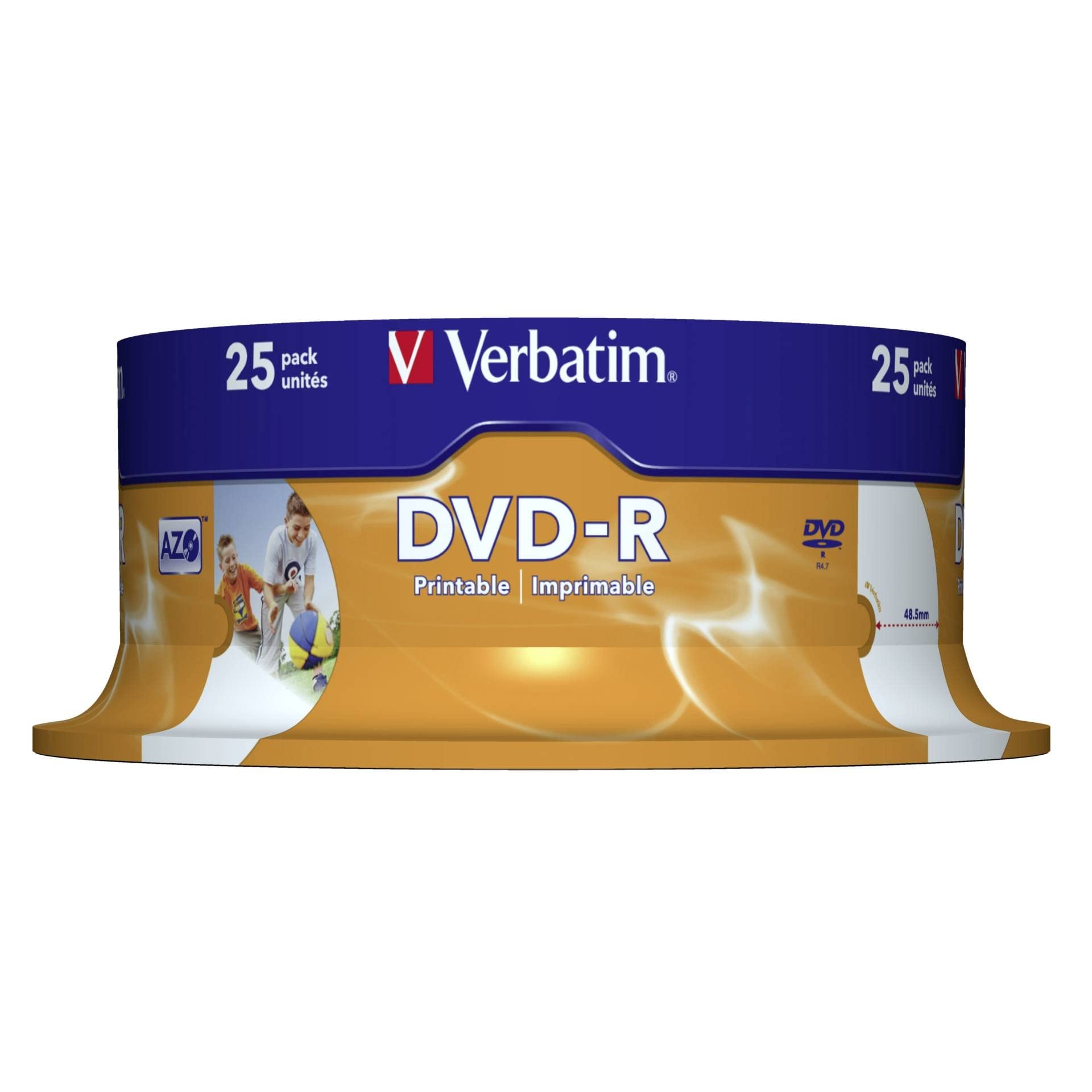 Verbatim DVD-R, General, 16X, 4.7GB Wide Print. ID Brand 25 Pack, 43538 (Wide Print. ID Brand 25 Pack)