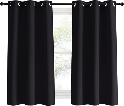 Miniatura 2 de NICETOWN - Cortinas opacas con aislamiento térmico y ojales, color negro sólido, 2 paneles de 42 pulgadas de ancho x 60 pulgadas de largo