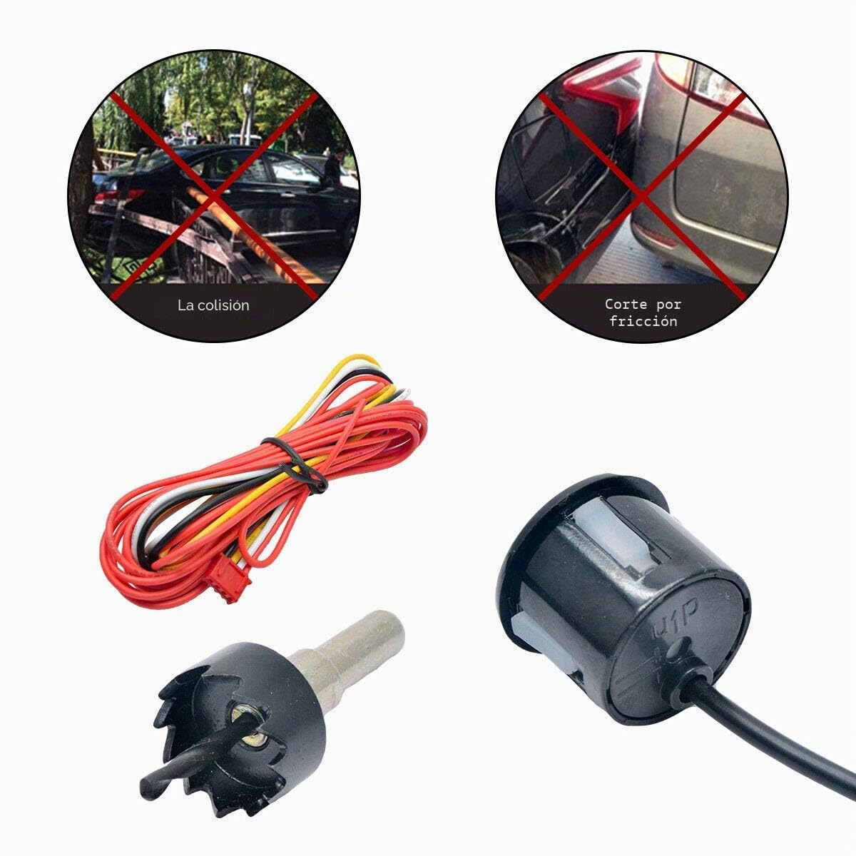 Riloer Kit de Sistema de Detección de Radar de Marcha Atrás para Coche, Pantalla LCD Digital + 6 Sensores de Marcha Atrás de Visión Trasera + Caja de Control Digital, con Mensaje de Alarma