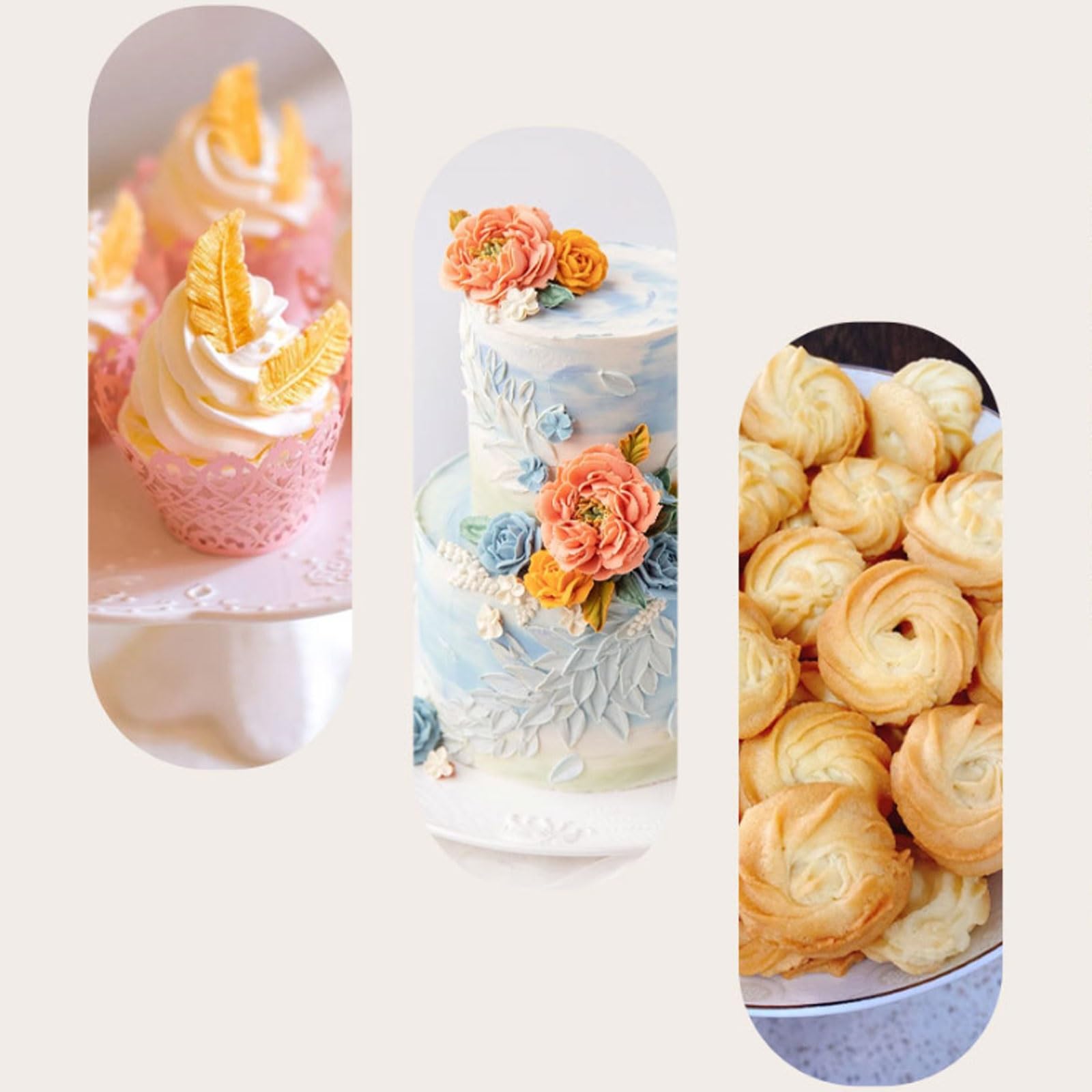 Juego de decoración Pasteles 26 Piezas, Bolsas EVA Acero Inoxidable compatibles con Crema Mantequilla, Puntas repostería for Hornear Galletas(Rose)