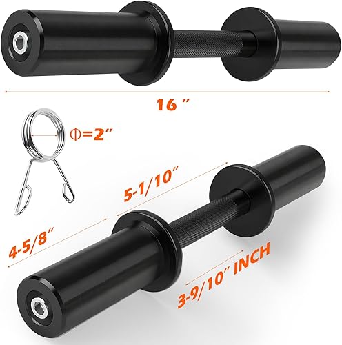 Miniatura 2 de Pair of 16" Olympic Dumbbell Handles  Loadable Dumbbell Bars for 2" Olympic Weight Plates (150LBS Weight Capacity), Ideal for Home Gym Strength