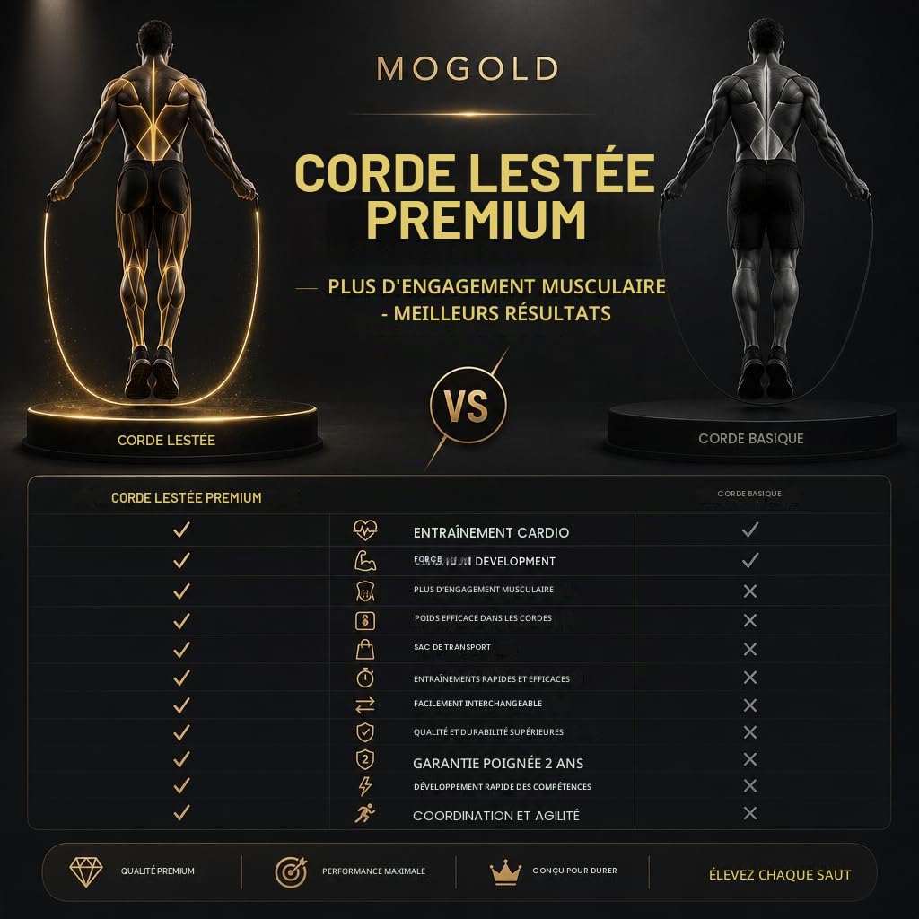 Cordes à sauter lestées faciles à changer, poids réglables, pivot à 360 degrés, longueur réglable, poignée ergonomique pour le fitness, la perte de poids et plus encore