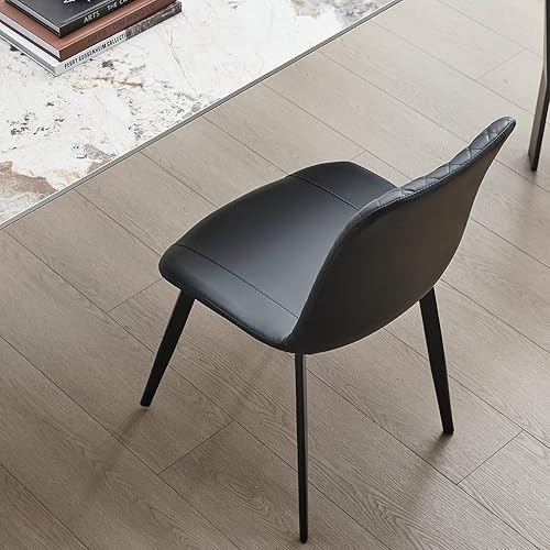 Miniatura 7 de seonyou Juego de 2 sillas de comedor negras para cocina, comedor, sillas de comedor modernas de mediados de siglo, sillas de comedor de metal