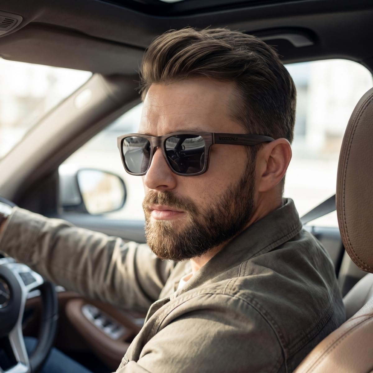 Retro Holz Polarisierte Sonnenbrille - Mode Stil Hölzerne Sonnenbrille mit Bambus Etui für Herren und Damen Perfekte Geschenke