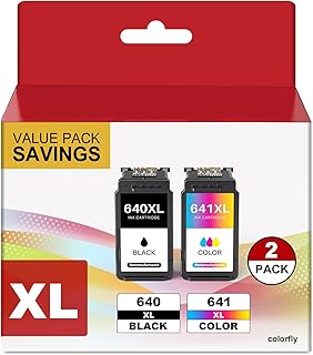 Colorfly Remanufactured 640 XL 641 XL Ink Cartridges Replacement for Canon 640XL 641XL Combo Pack PG640xl Black CL641xl Co...