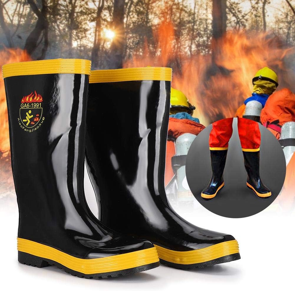 Safety Boots, Fire Fighting Rubber Boots Non-Slip High Temperature Rubber Safety Shoes for Firefighter (39)